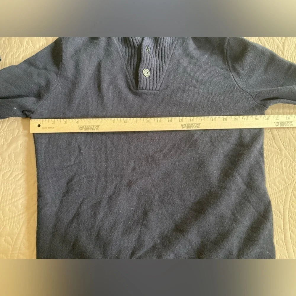 J Crew Mens Lambswool Sweater Shawl Collar Pullover Navy Blue Warm Size M